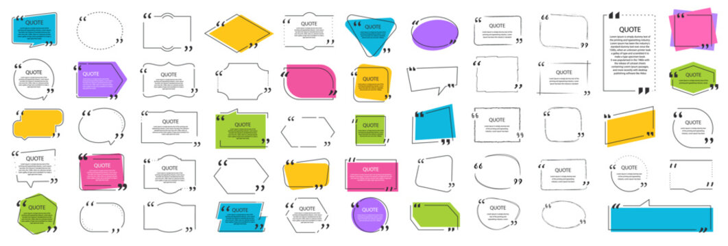 Quote box vector set. Templates quote bubbles with space for text. Vector illustration