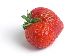 Red strawberry berry, on a white background. Close-up