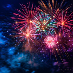Fototapeta premium colorful fireworks exploding in the sky