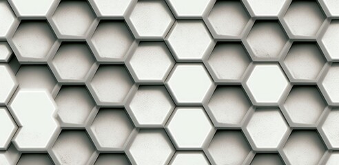 Abstract hexagonal background. A large number of hexagons. Cellular, white 3d panel, Generative AI