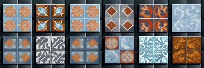 Tapeten Digital wall tiles design, Print in Ceramic Industries Beautiful set of tiles, Generative AI © Pooja