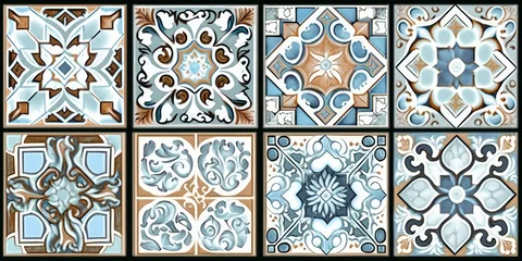 Keuken foto achterwand Portugese tegeltjes Digital wall tiles design, Print in Ceramic Industries Beautiful set of tiles, Generative AI