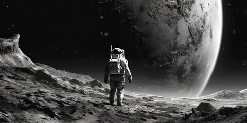 Fototapeta na wymiar astronaut on the moon , generative ai