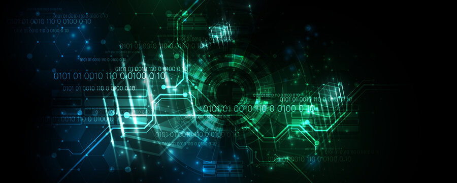 Abstract background image, high-tech technology concept and various digital data computing circuit board.
