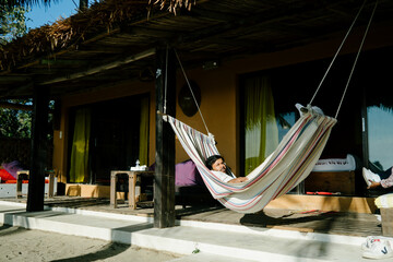 beach resort a man having rest 