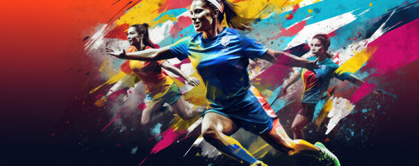 Energetic FIFA Women's World Cup art concept. Dynamic background wallpaper. Generative AI