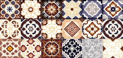 Digital wall tiles design, Print in Ceramic Industries Beautiful set of tiles in portuguese, spanish, italian style in wall decor design, tiles, mosaic, moroccan, abstract Motif wall, Generative AI