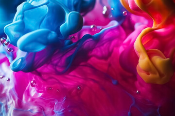 Abstract image of multicolored ink in water. Generative AI	
