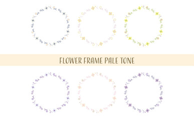 ペールトーン　手書きの花フレームイラストセット