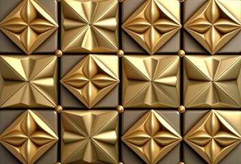 3D Wall tiles design, Golden royal wall tiles for home decor wallpaper, Generative AI - obrazy, fototapety, plakaty