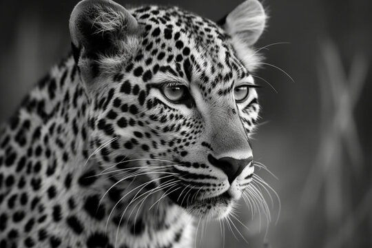 close up Leopard Portrait black and white