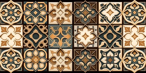 Digital wall tiles design Damask Moroccan pattern for wall interior ceramic wall tile background texture, Generative AI