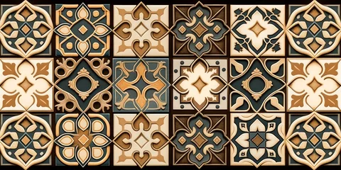 Fototapete Portugal Keramikfliesen Digital wall tiles design Damask Moroccan pattern for wall interior ceramic wall tile background texture, Generative AI