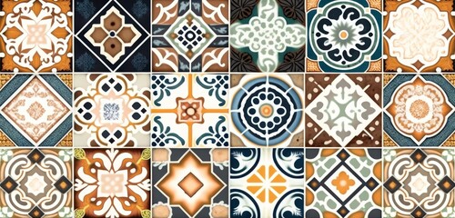 Seamless colorful patchwork Moroccan tile. motifs Majolica pottery tile. Portuguese and Spain decor wall and floor Ceramic tile Design, Generative AI