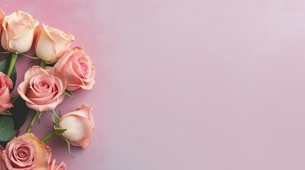 Rose flower bouquet arrangement on plain pastel color background generated AI