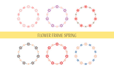 ペールトーン　手書きの花フレームイラストセット