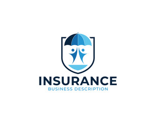 Insurance Business Logo with Shield and Umbrella Logo Design Template