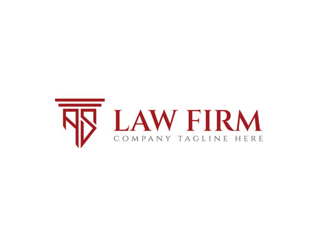 Simple Maroon Letter Mark AS Law Firm Logo Design template