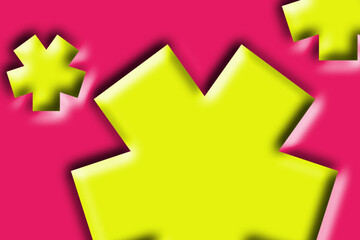 Luxurious simple and modern basic shape paper cut design with yellow and pink colour