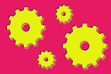 Luxurious simple and modern basic shape paper cut design with yellow and pink colour