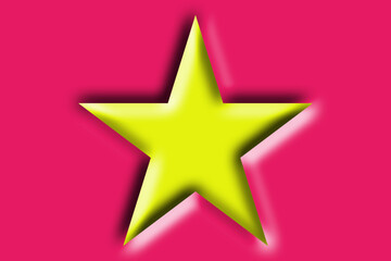 Obraz premium Luxurious simple and modern star shape paper cut design with yellow and pink colour