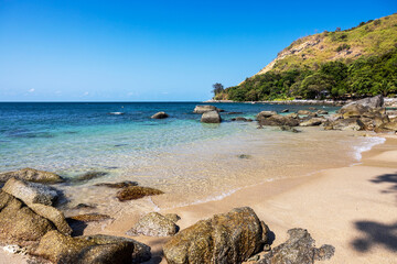 Aosane beach, south of Phuket, not well known and not too busy. Azure sky and turquoise sea, a real little paradise.