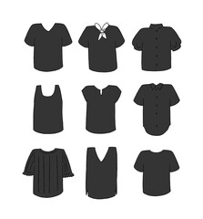 黒の半袖の服のイラストセット