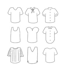 Fototapeta premium 白の半袖の服のイラストセット