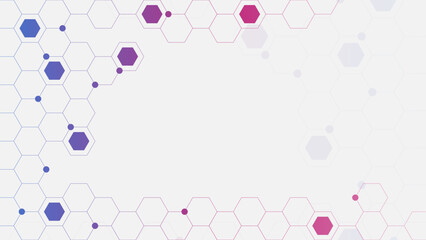 Abstract science and technology background with hexagonal shapes. Molecular structure, medicine research and DNA concept.