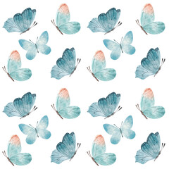 seamless pattern butterflies watercolor delicate natural