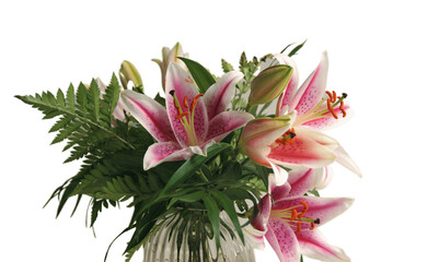 bouquet of lilies close up.