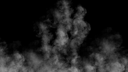 white smoke in the form of chunks, on a black background
