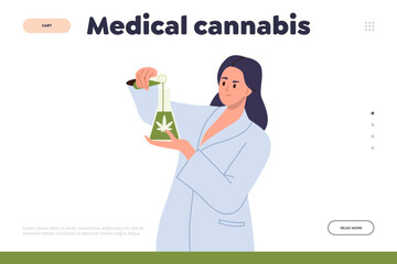 Medical cannabis landing page for science lab online service providing marijuana products production