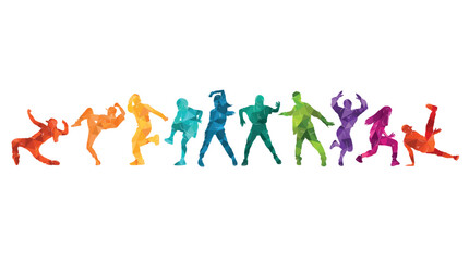 Fototapeta na wymiar Detailed vector illustration silhouettes of expressive dance people dancing. Jazz funk, hip-hop, house. Dancer.