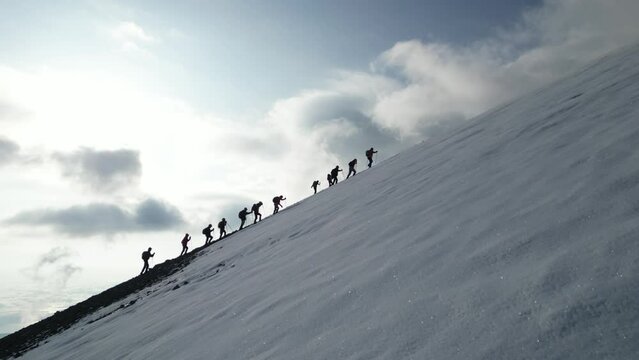 activity for hiking and summit in mystical snowy mountains