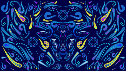 mexican talavera bull design puebla art illustration in vector format