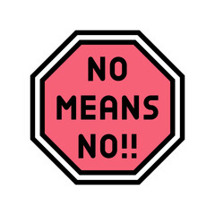 no means no feminism woman color icon vector. no means no feminism woman sign. isolated symbol illustration