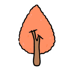 Hand-drawn Cute orange coniferous tree, forest, object, Camping character design in doodle style