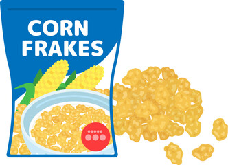 パックに入った、コーンフレークのイラスト