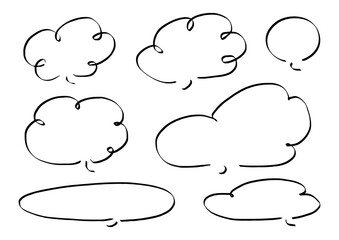 ペンの手がき吹き出しセット　黒