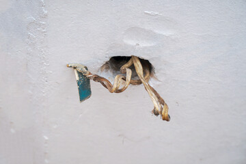 Open bad dangerous electrical wiring