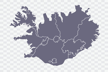 Iceland Map pewter Color on White Background quality files Png