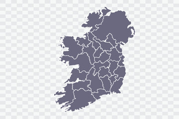 Ireland Map pewter Color on White Background quality files Png