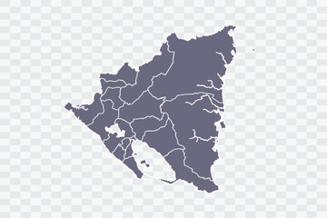 Nicaragua Map pewter Color on White Background quality files Png