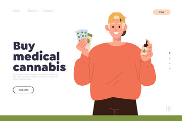 Buy medical cannabis landing page template for online service offering innovative marihuana products