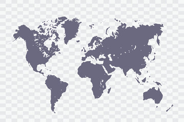 World Map pewter Color on White Background quality files Png