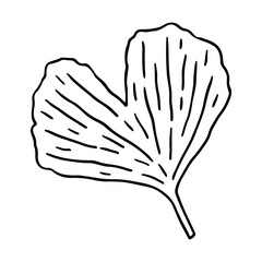 Ginkgo biloba leaf isolated on white background. Vector hand-drawn illustration in outline style. Perfect for cards, decorations, logo, various designs.
