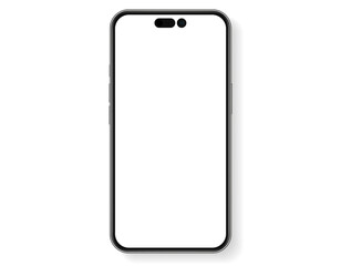 3D realistic high quality smartphone mockup with isolated background. Smart phone mockup collection. Device front view. 3D mobile phone with shadow on white background.