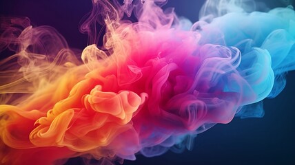 a photo of an abstract colourful  levitation smoke in rainbow colours. Generative ai. 