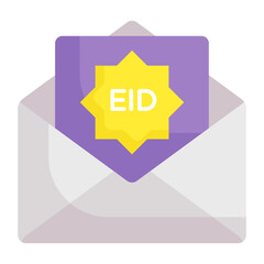 Money in Letter or Eidi Vector color Icon Design, Eid al-Adha or Eid-ul-Kabir Symbol, Hajj Sign, Muslims religious Festival Stock illustration, Eid Greetings in email Concept 